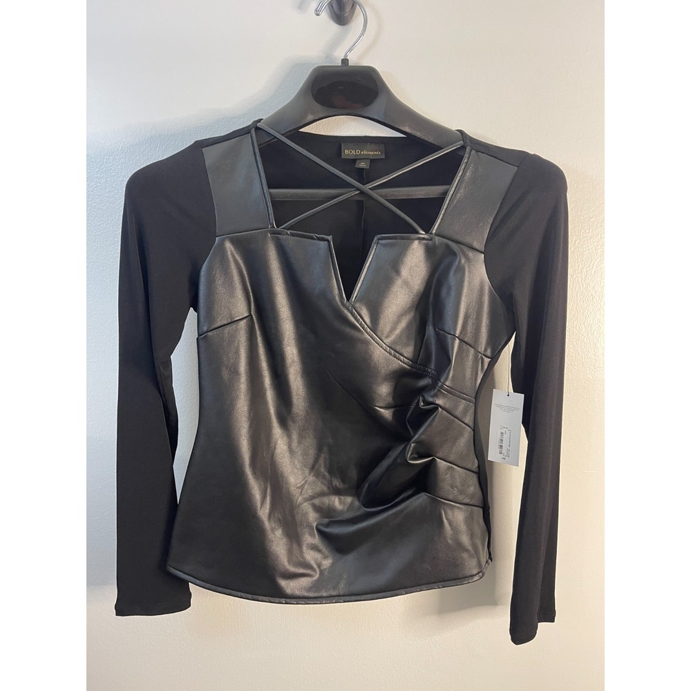 Bold Elements Womans Blouse Black Size PS‎ (NWT)